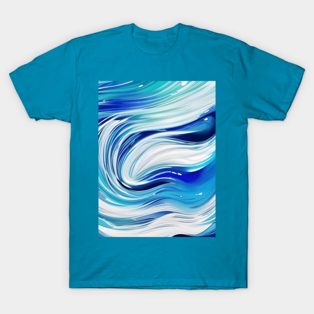 Beautiful Abstract Blue Tsunami T-Shirt by Chance Two Designs